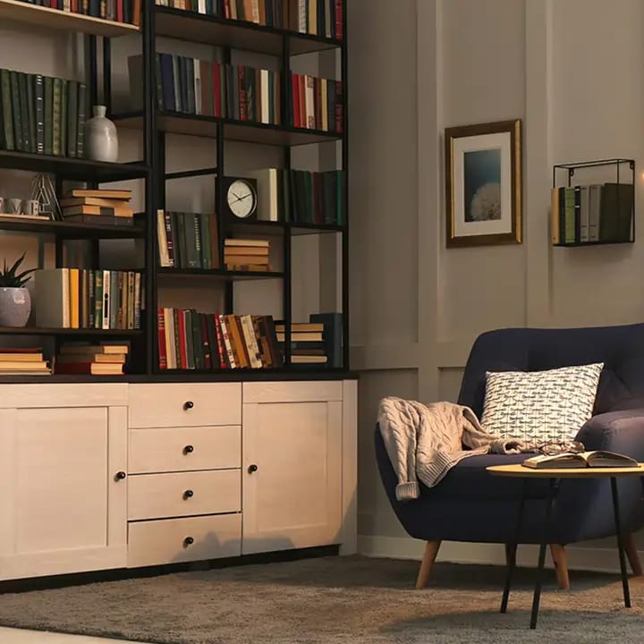 Personal library custom feature in custom home in Oakland County Michigan by Reschka Design Build