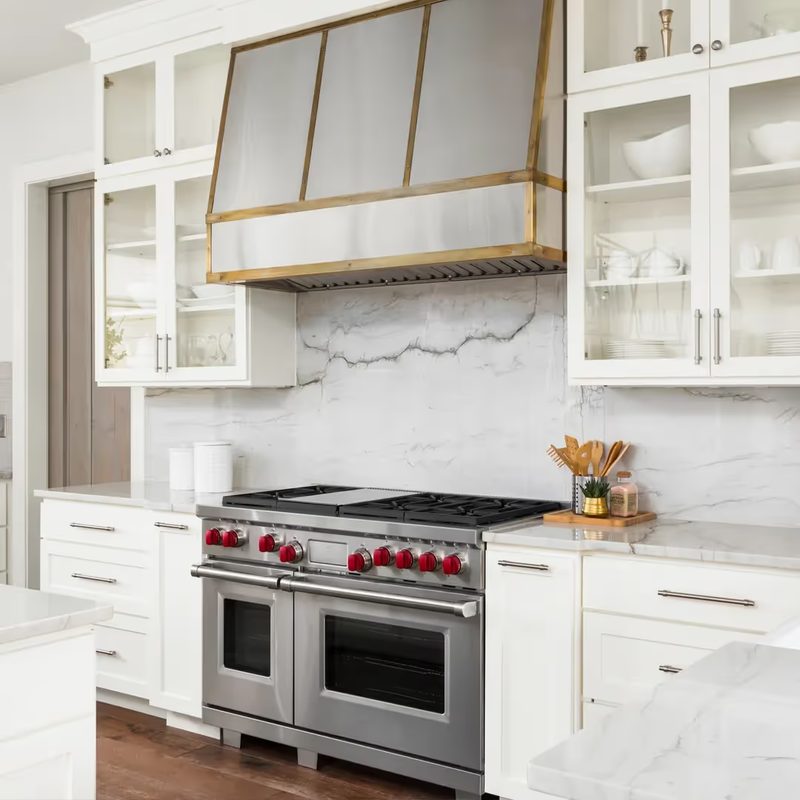 Custom range hood detail in a Reschka Design Build kitchen remodel in Oakland County Michigan
