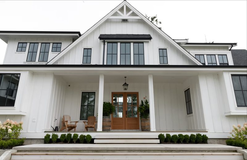 Front exterior of a custom home built by Reschka Design Build in Michigan