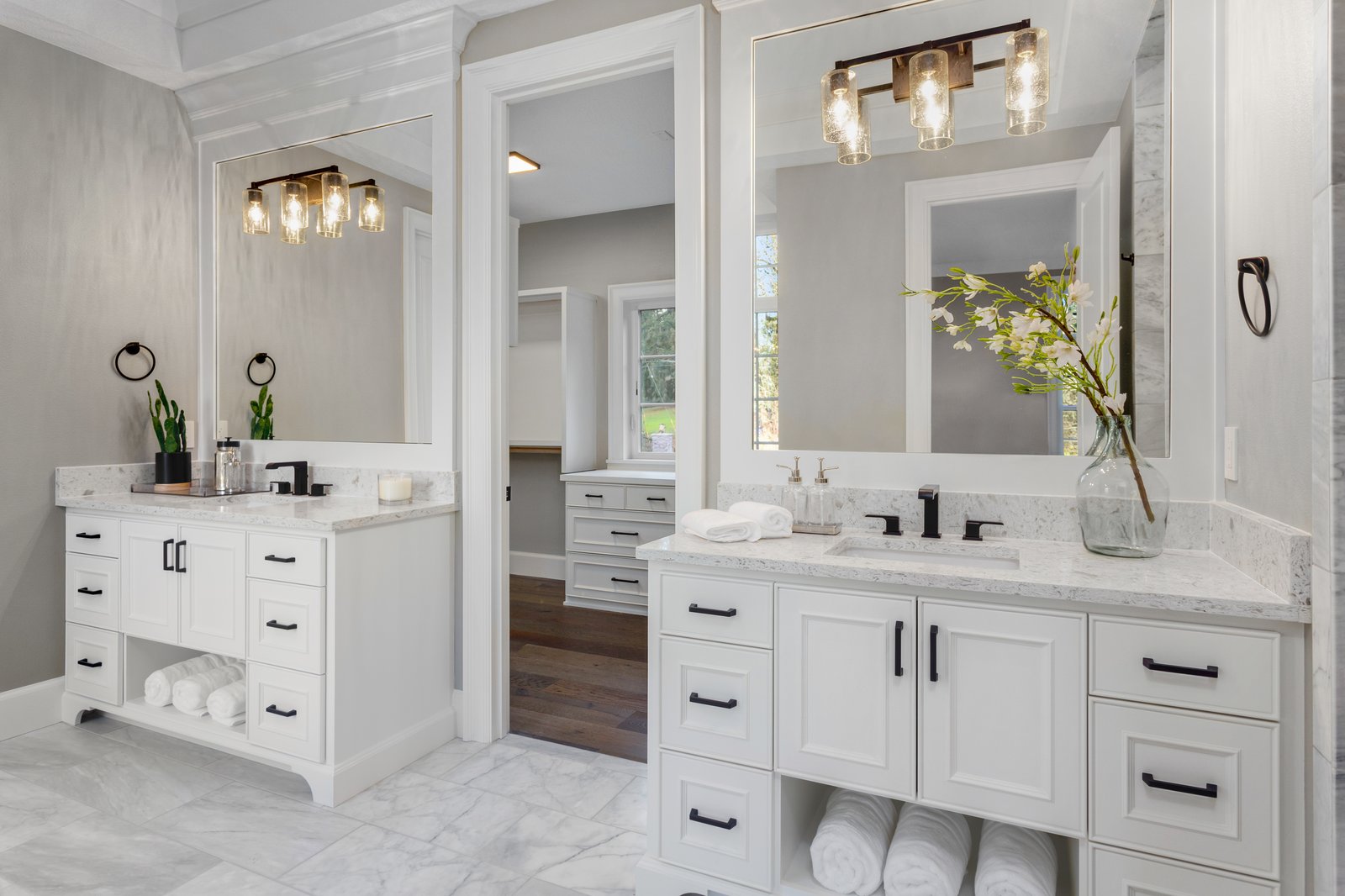 Brightwood + Remodel primary bath vanity detail by Reschka Design Build