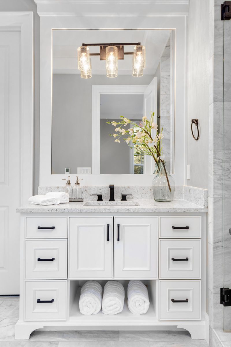 Brightwood + Remodel master bath vanity detail by Reschka Design Build