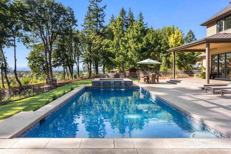 Forestview + Estate modern home backyard pool by Reschka Design Build