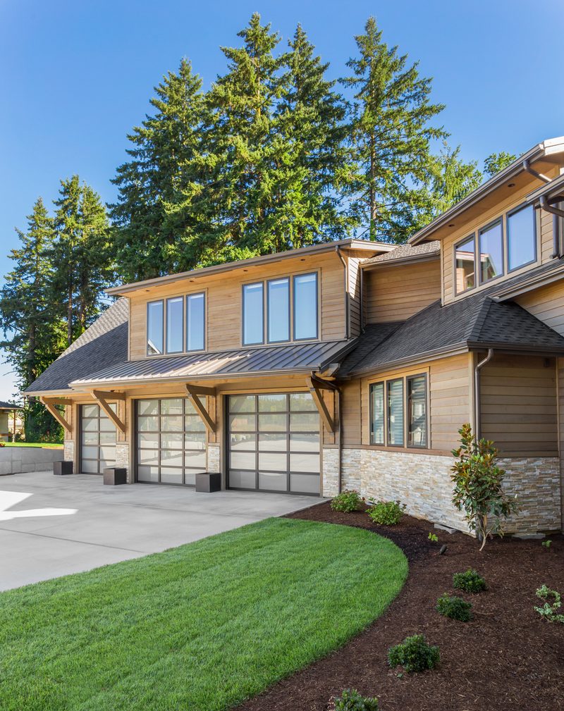 Forestview + Estate modern home exterior front garage by Reschka Design Build