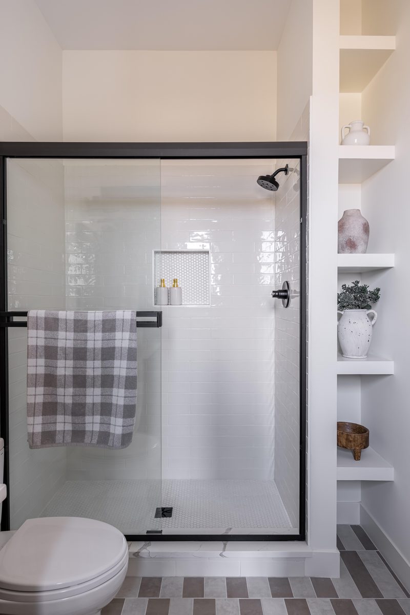 Hawthorn + Remodel bathroom wall paneling by Reschka Design Build