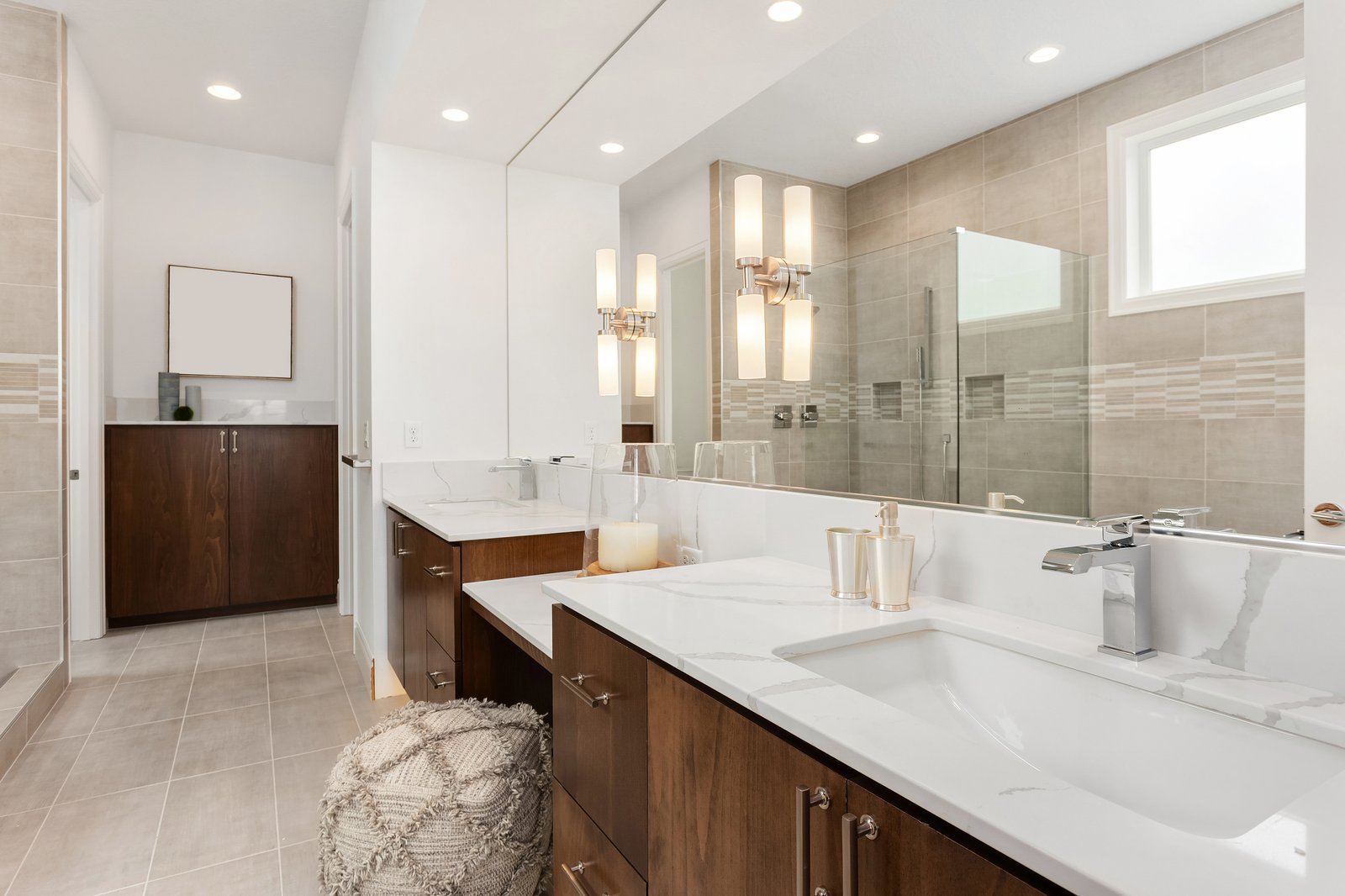 Oakwood + Haven bathroom sink area by Reschka Design Build