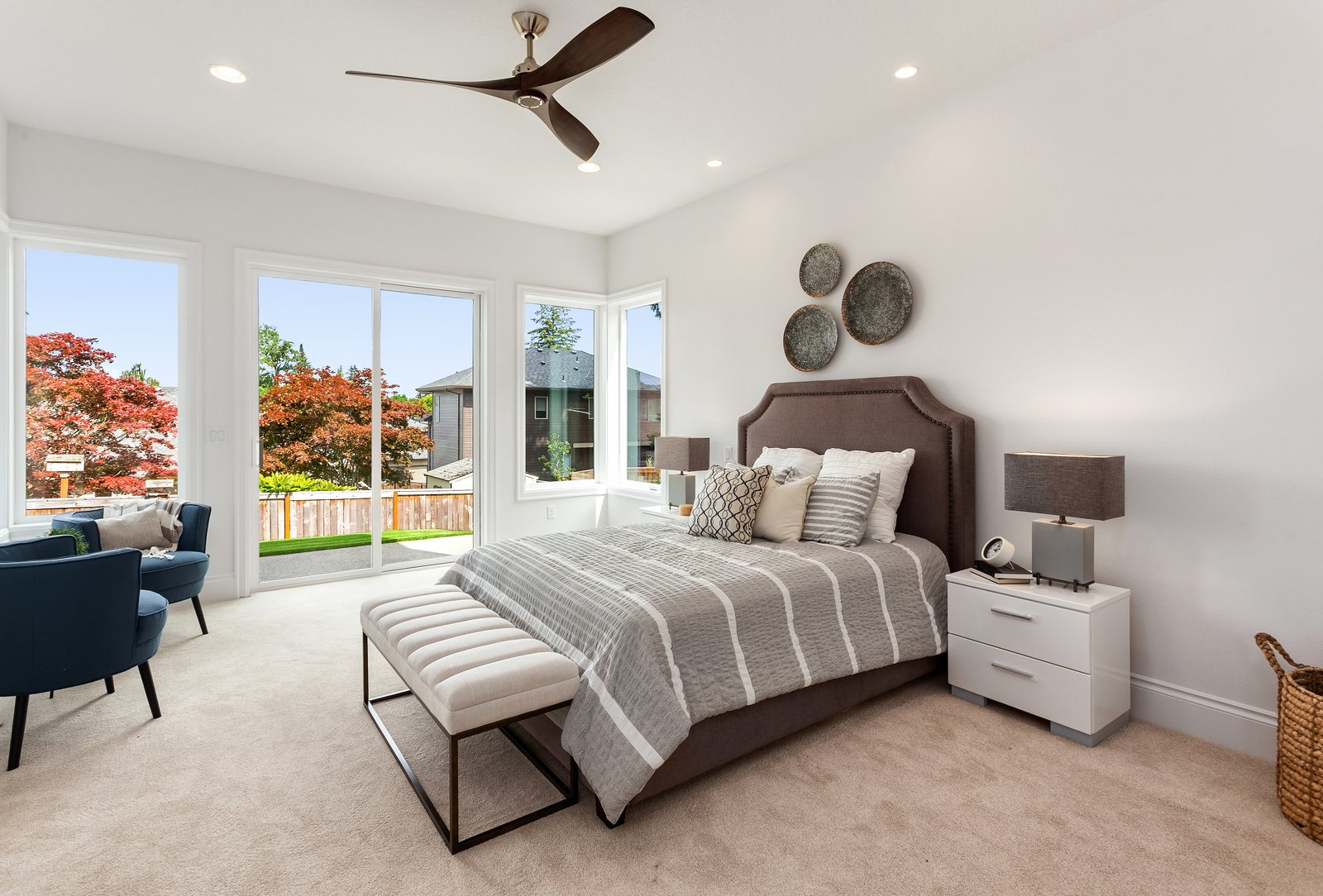 Oakwood + Haven primary bedroom large windows by Reschka Design Build