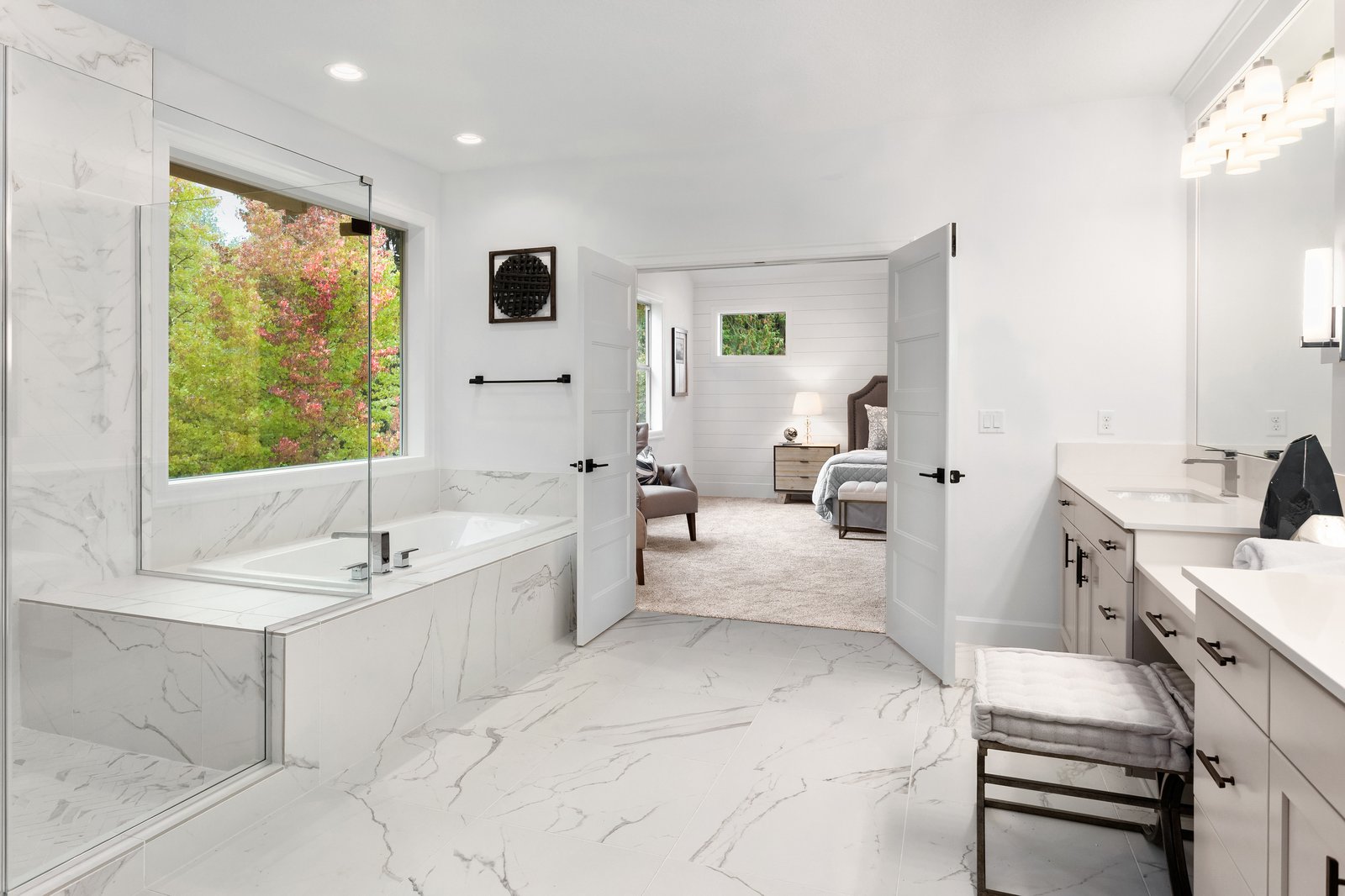 Sterling + Modern premium primary bath by Reschka Design Build