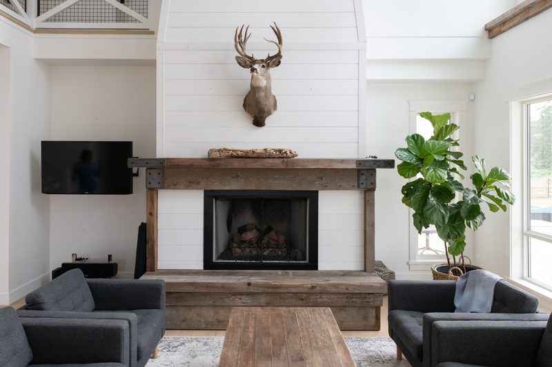 Willow Ridge + Estate modern fireplace living room by Reschka Design Build