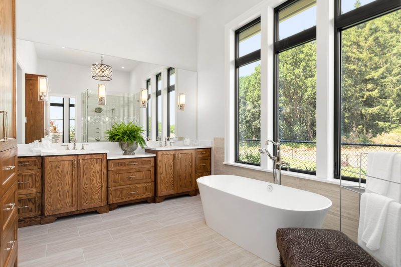 Woodland + Estate master bathroom by Reschka Design Build